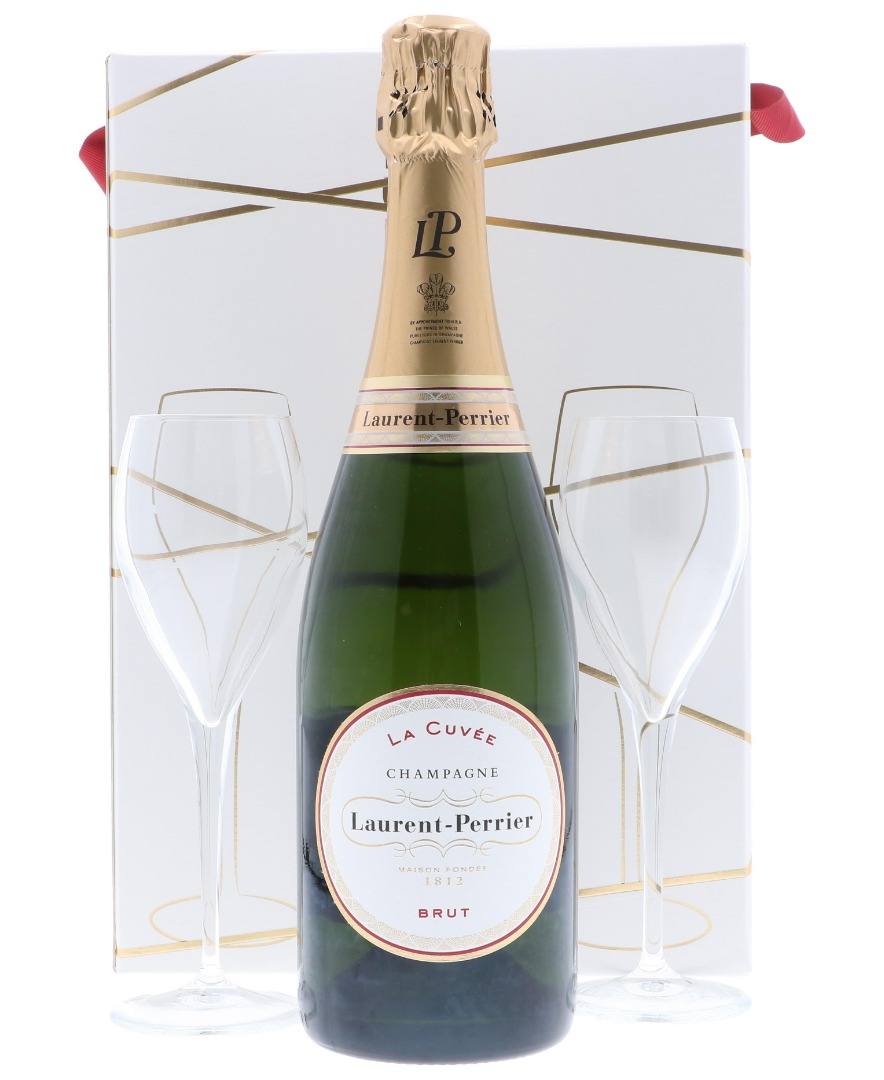 Laurent Perrier -La Cuvée Brut + 2 Glasses, in gift box, 0.75 L ( Лоран  Перье Ла Кюве Брют + 2 бокала, подарочный набор 0,75л)